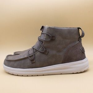Hey Dude Eloise Recycled Leather Coffee Brown Slip On Loafer Boots Women's Size